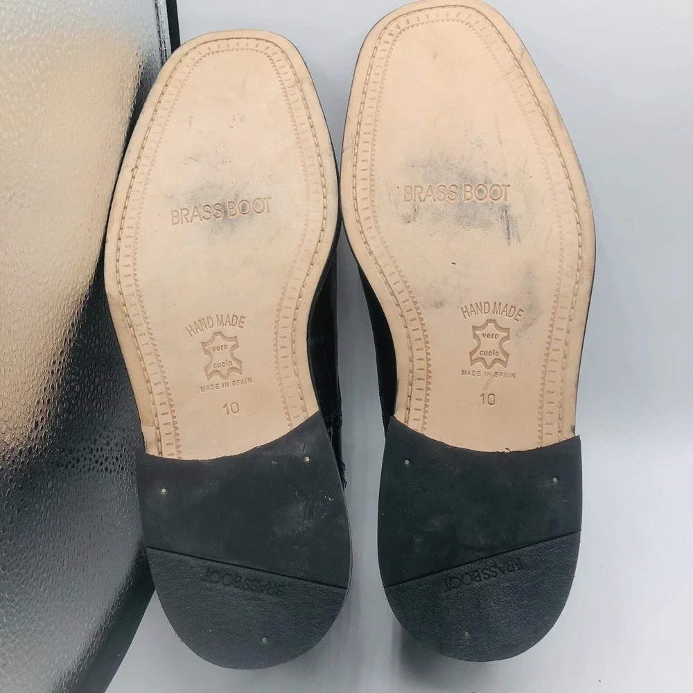 Brass Boot Men's shoes size 10M Black Patent‎ leather Dress Oxfords